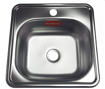 Мойка врезная 38*38 h 16 см под маленький сифон без перелива + гофросифон в комплекте FABIA